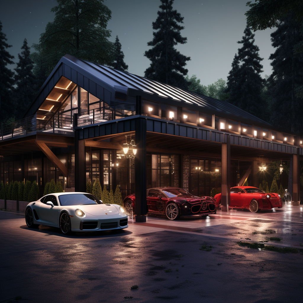 Luxury chalet garage with Iron Man design