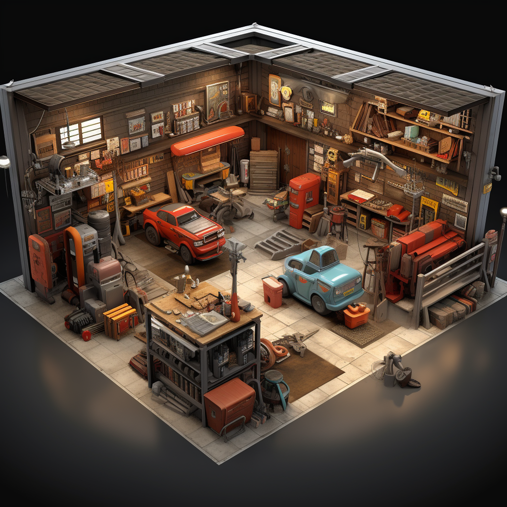 Well-organized garage workshop layout