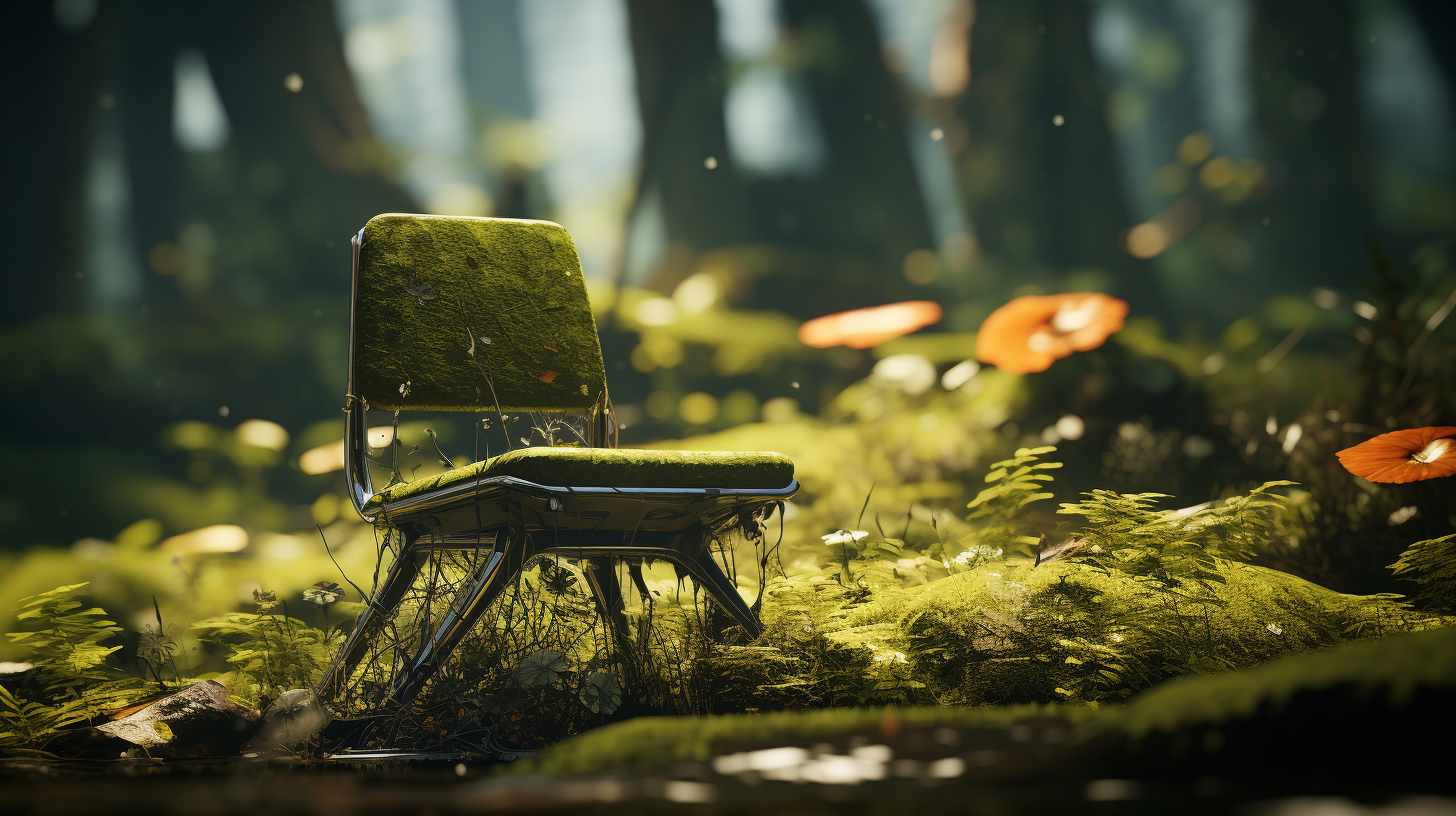 Green Moss-Covered Garden Chair