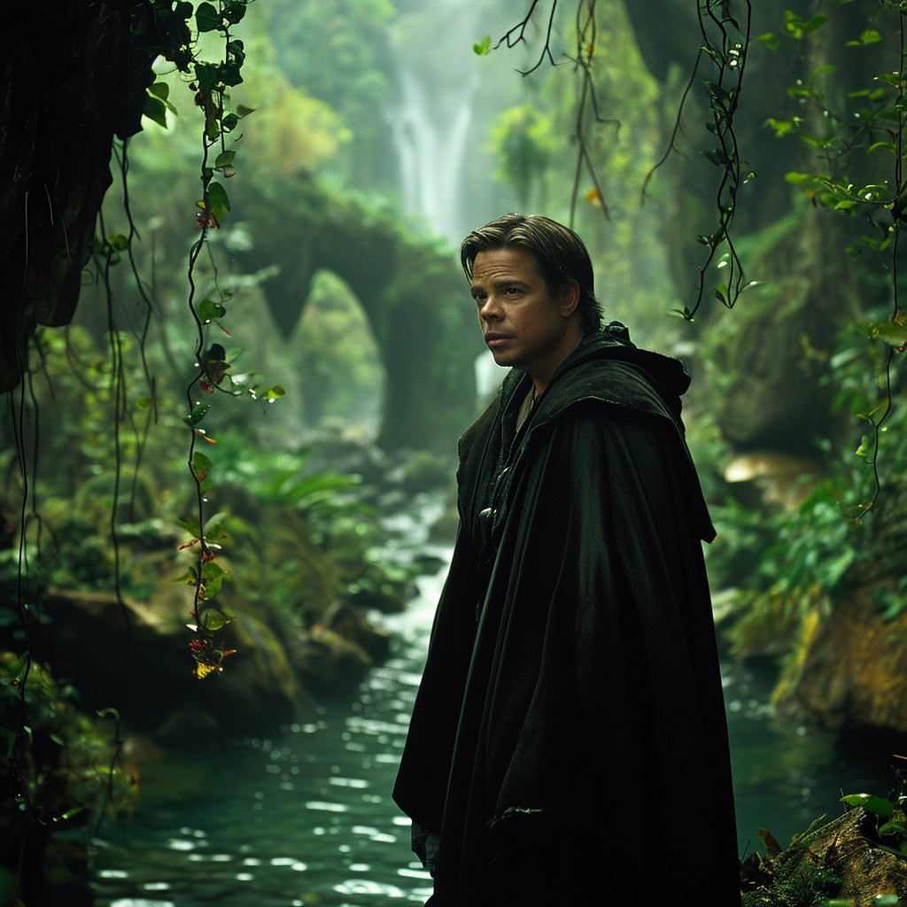 Brad Pitt exploring the enchanting Garden of Eden