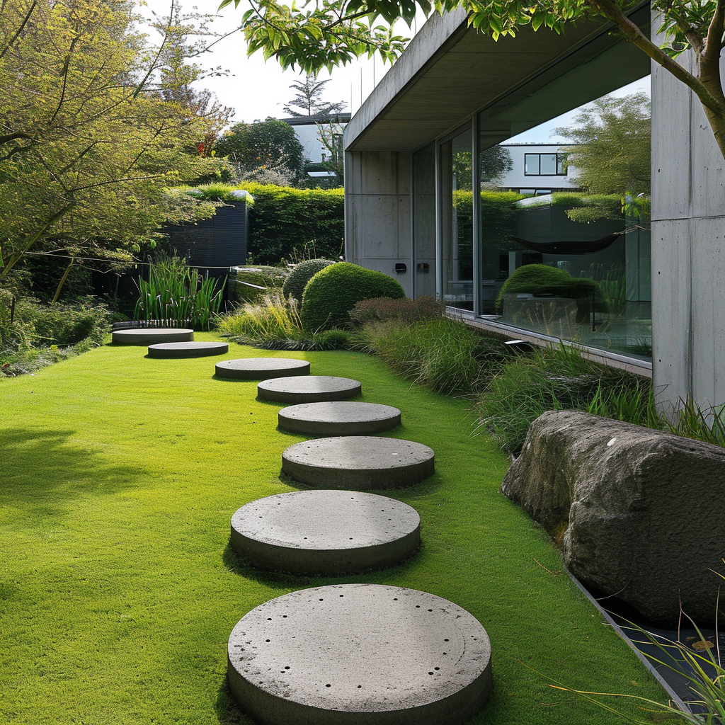 Stepping stones in modern garden