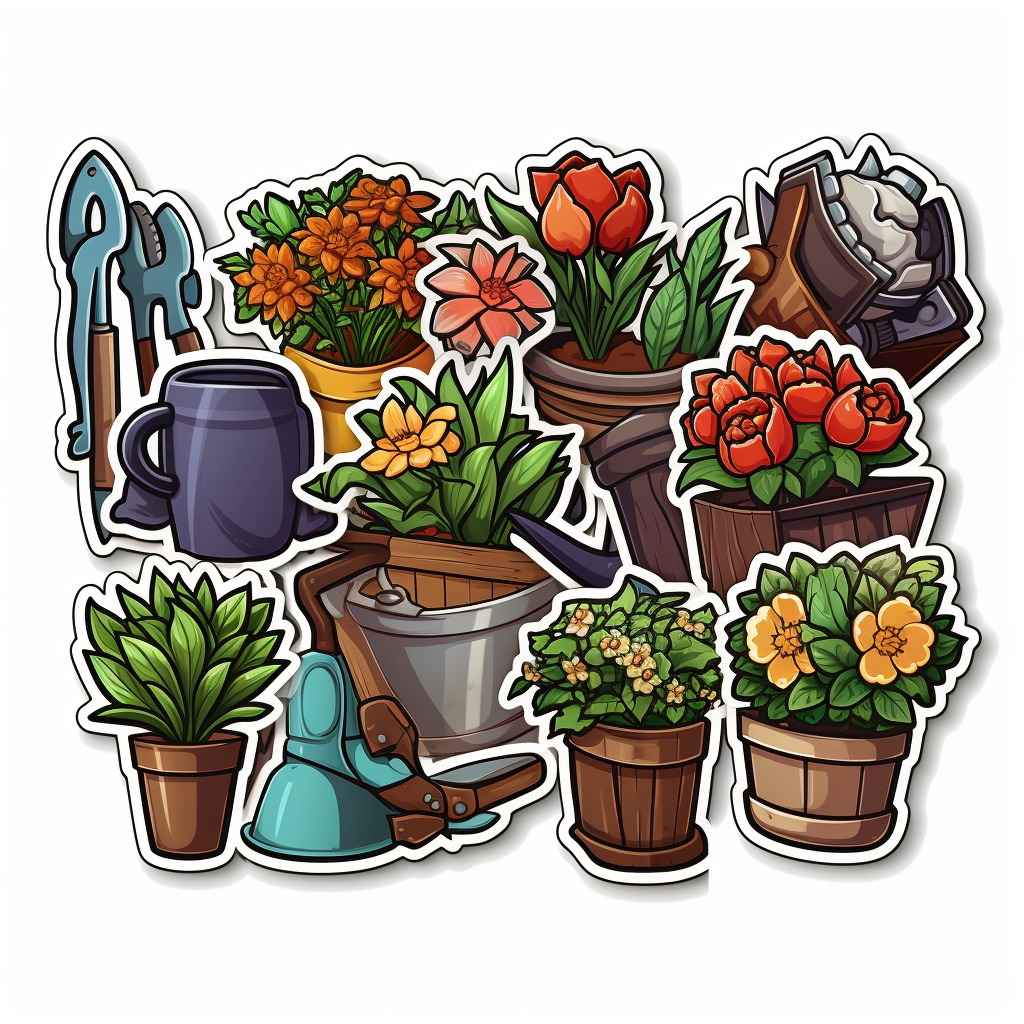 Stickers of garden tools