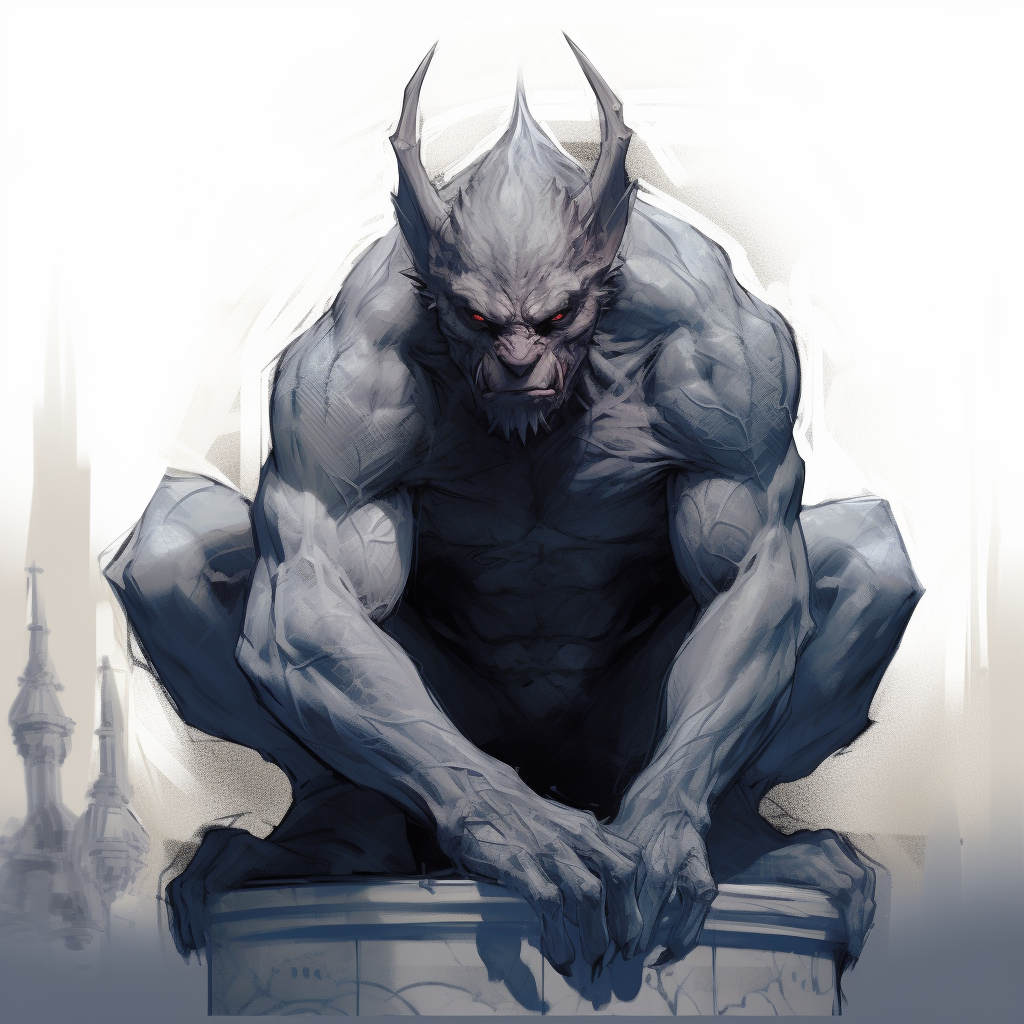 Sketchy Gargoyle in Aggressive Pose