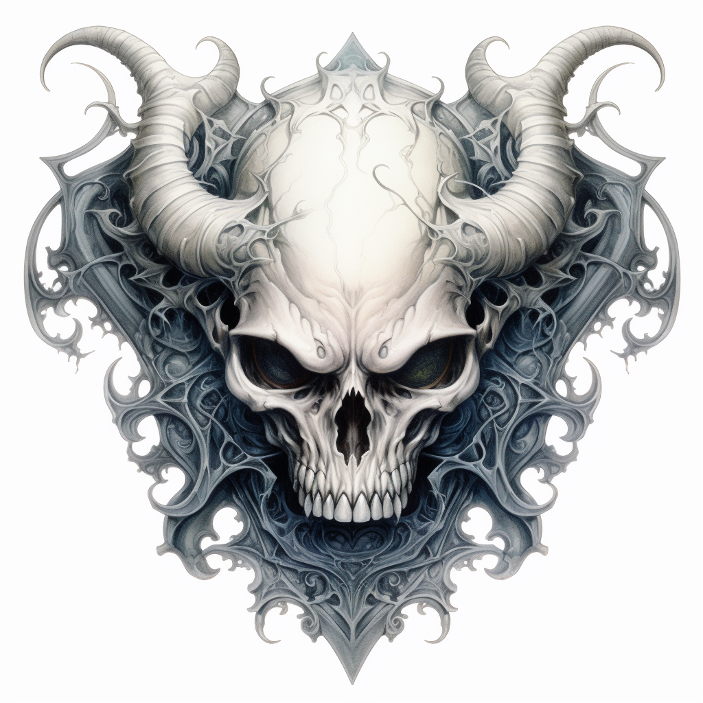 An impressive gargoyle skull tattoo design