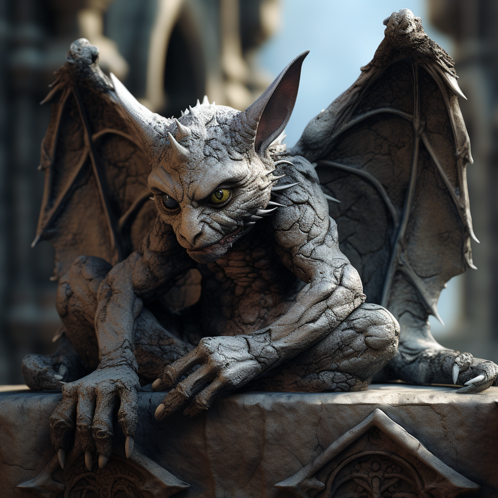 Beautiful gargoyle statue with intricate details