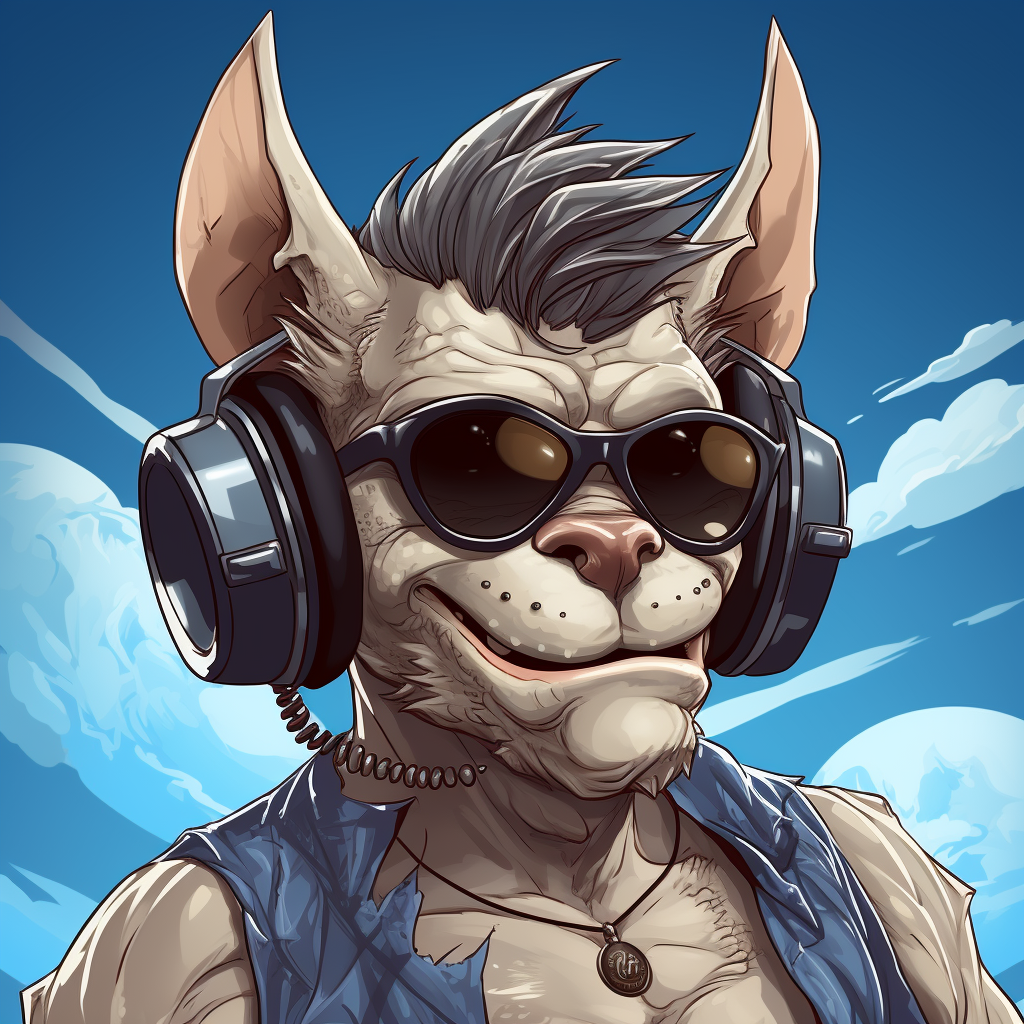 Cartoon gargoyle with stylish headphones and sunglasses