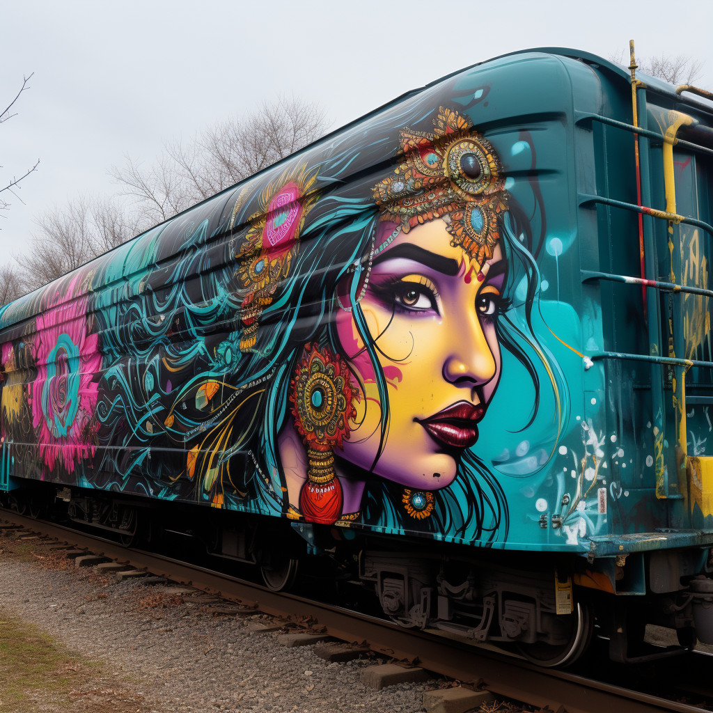 Indian princess graffiti on gas tanker train car