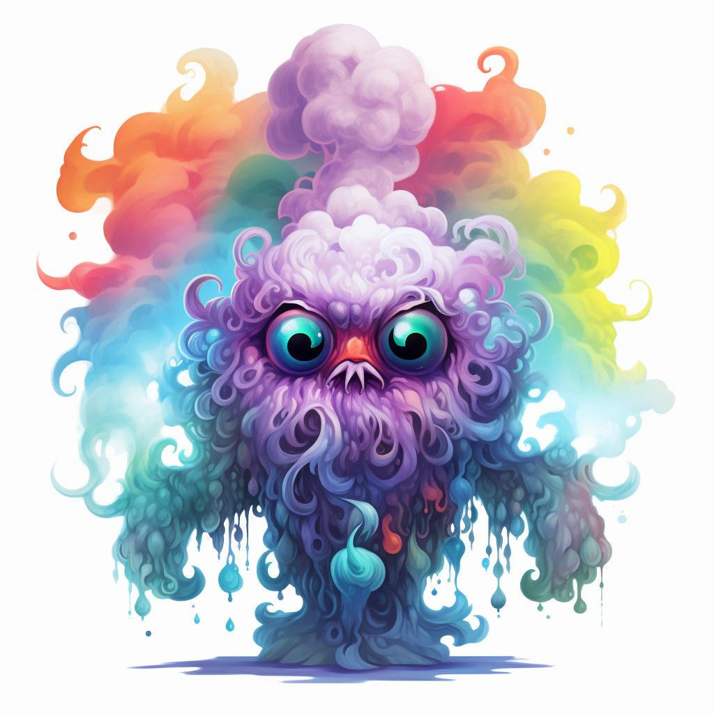 Colorful, Cute and Horrifying Gaseous Smoky Humanoid Creature