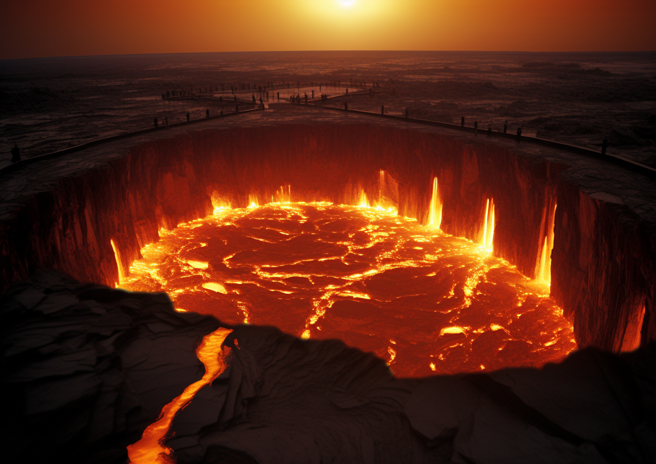 Spectacular view of burning flames in Turkmenistan