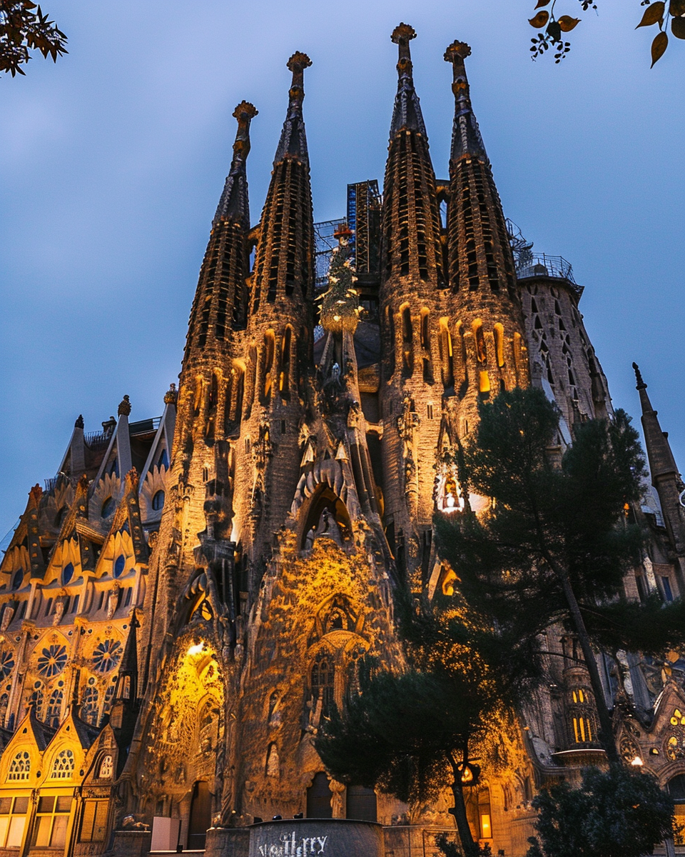 Magnificent Gaudí Architecture with a Celestial Blue Dome