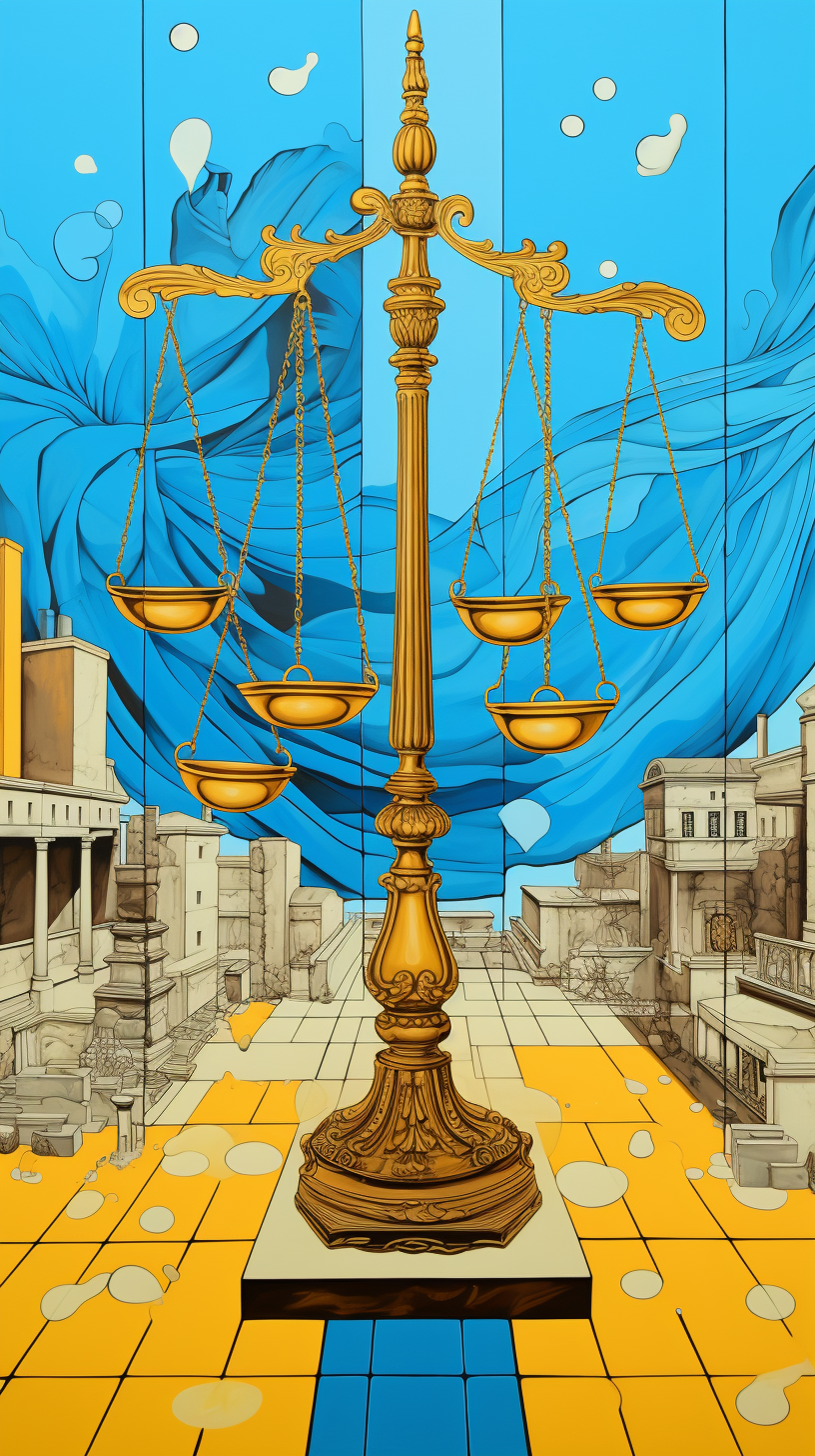 Gavel and Scales of Justice Drawing