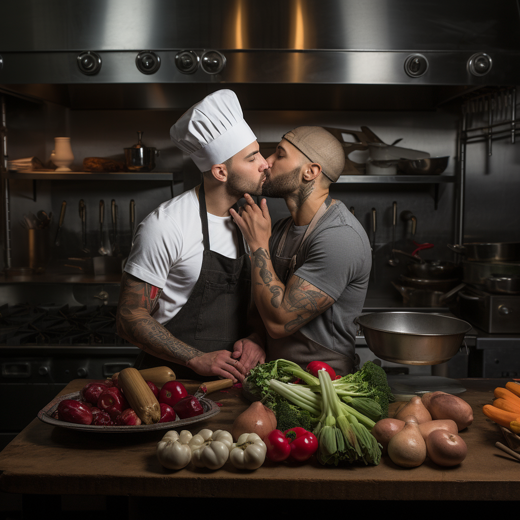 Two passionate gay chefs in love