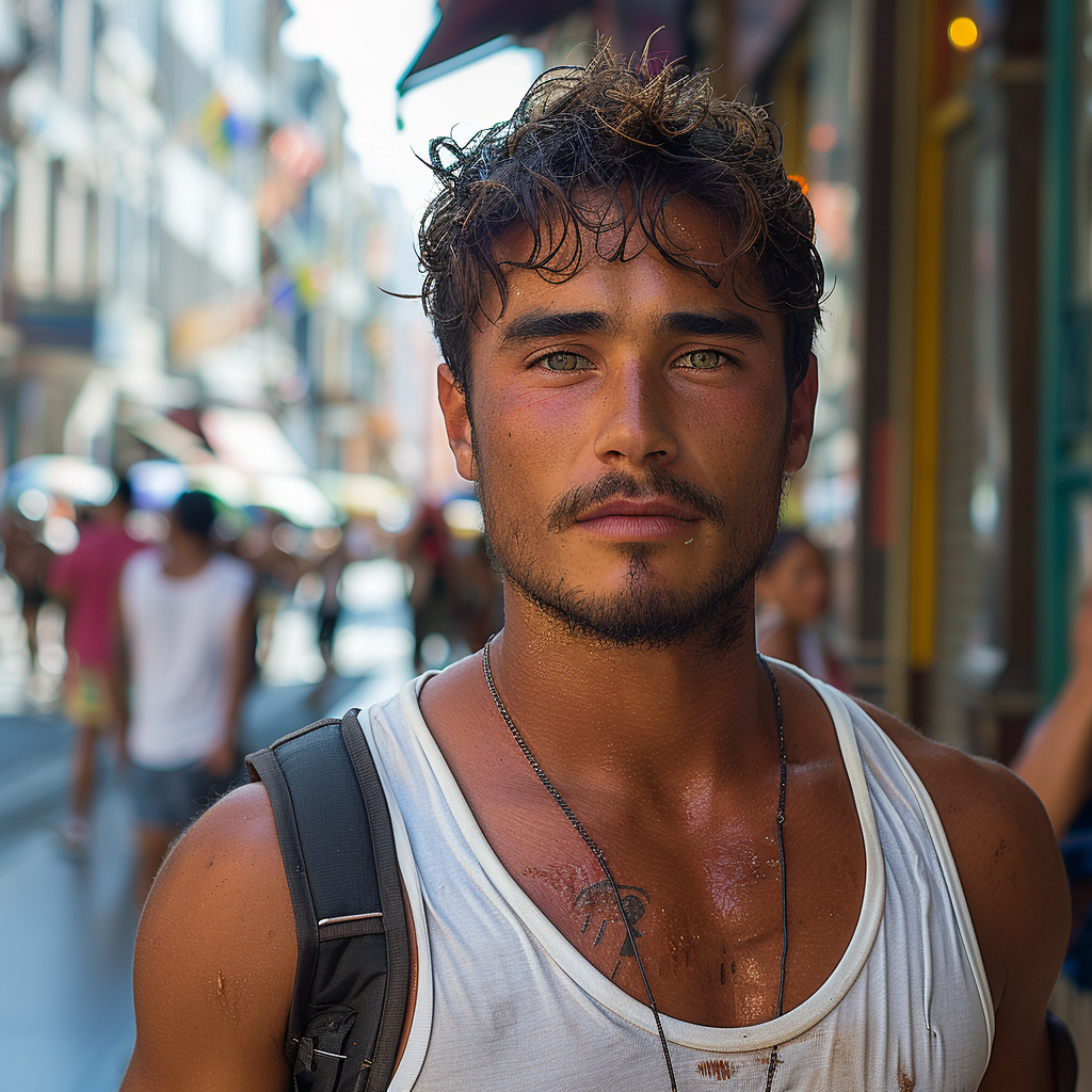 Gay Latino Man Street Walk