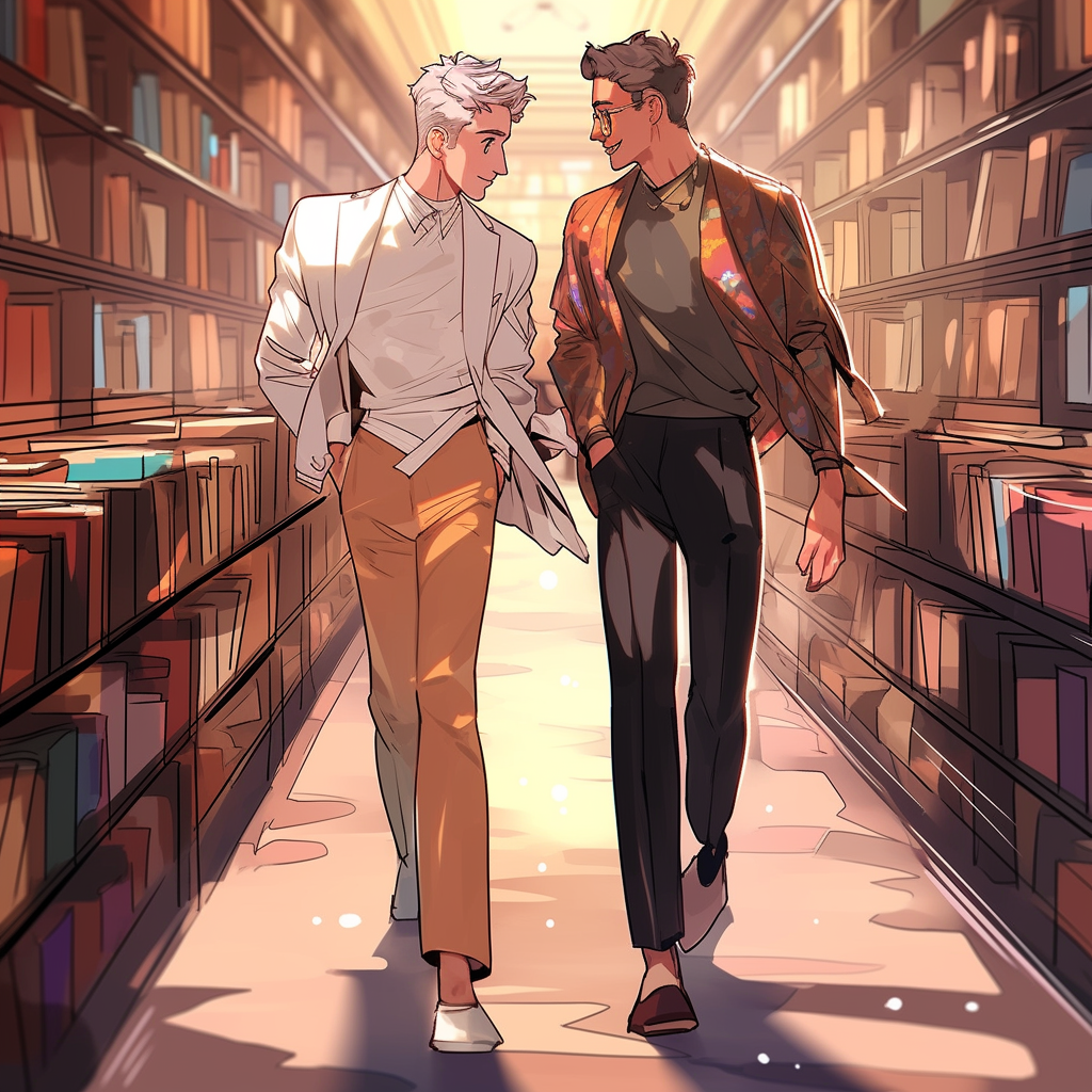 Gay Male College Professor in Library