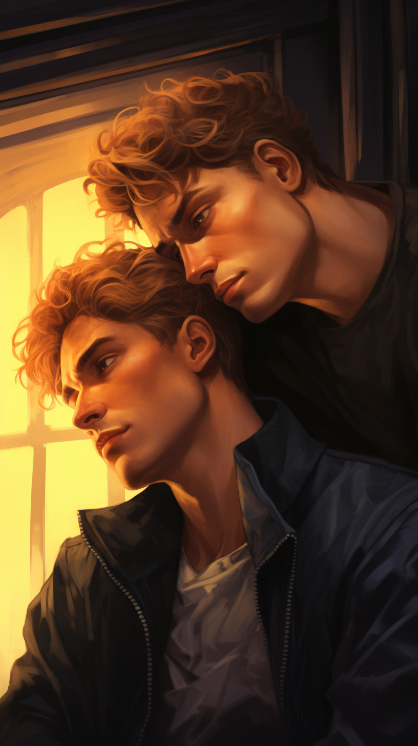 Illustration of gay men in a fantasy setting