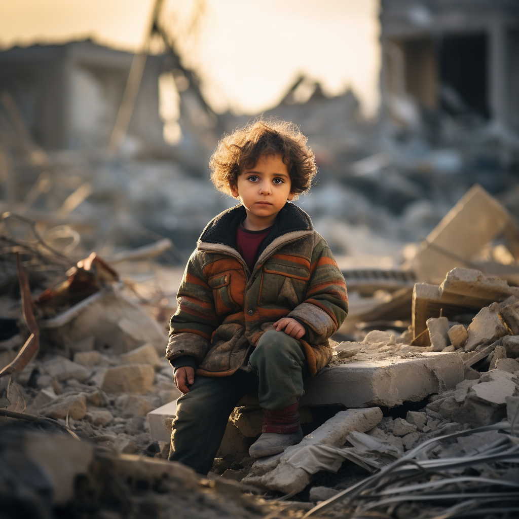 Child amidst Gaza, Israel's destruction  ?