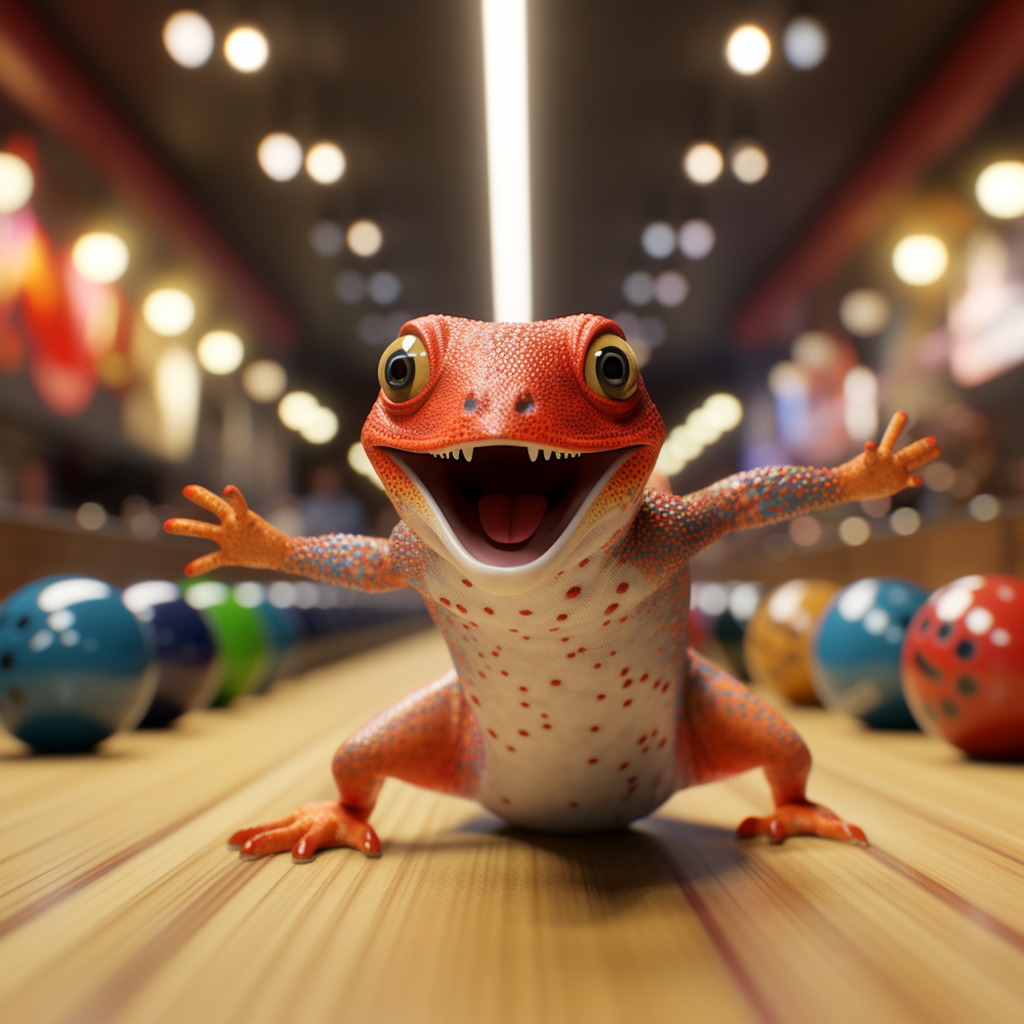 Exciting Gecko Bowling Action