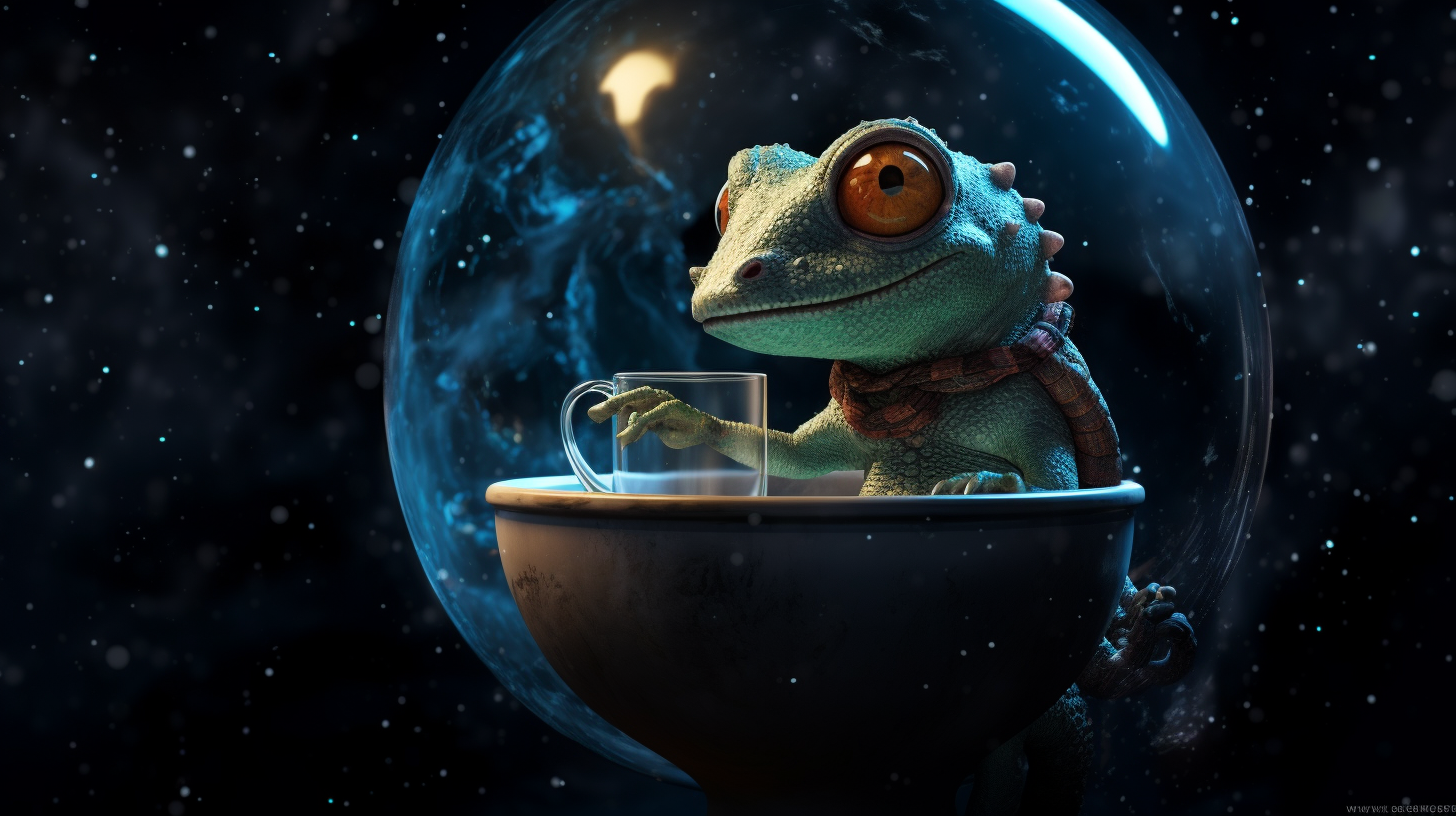 Caffeinated gecko in space