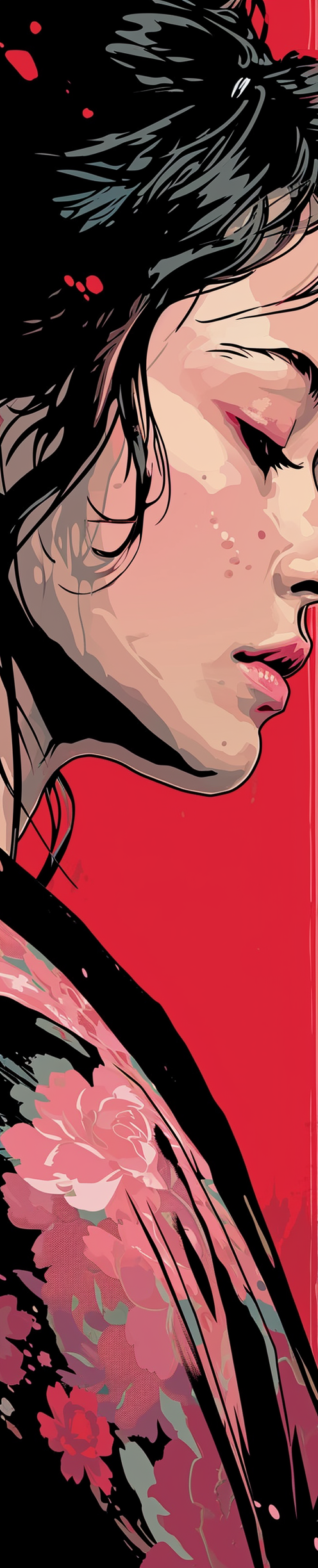 Geisha art icon with intense close-ups