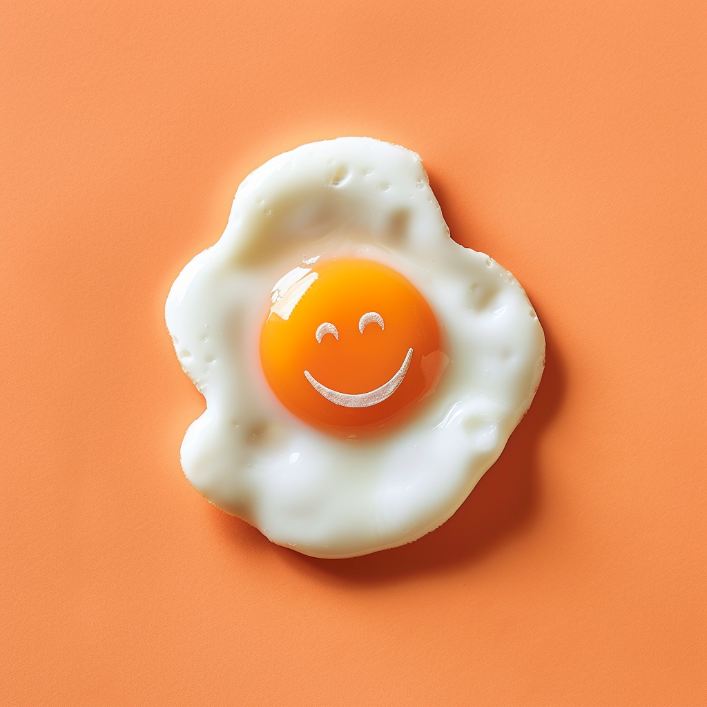 Smiling gel fried egg minimal pastel