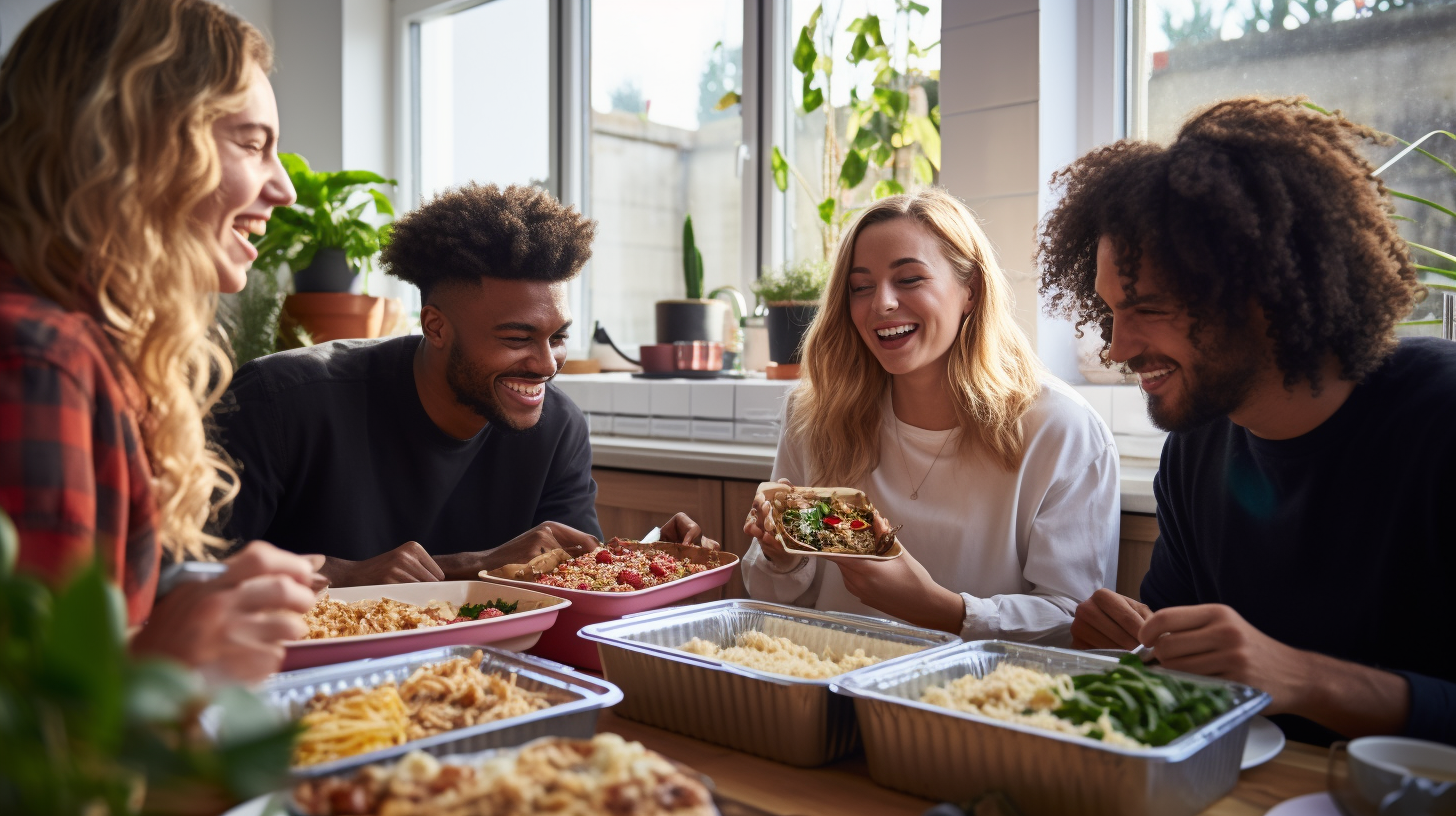 Gen Z Friends Eating Penne