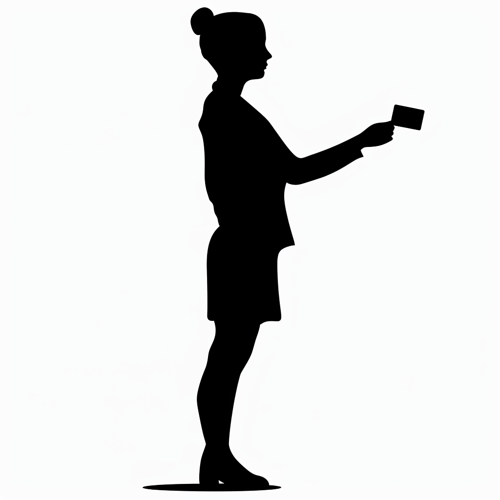 Cartoon silhouette person credit card