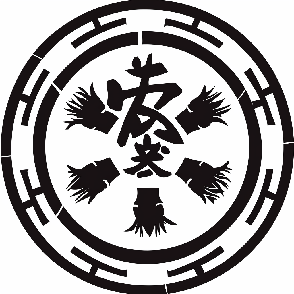 Japanese symbol with black and white color and margin