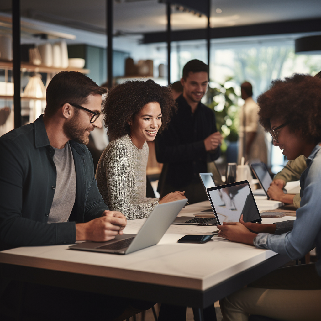 Image of people discussing technology