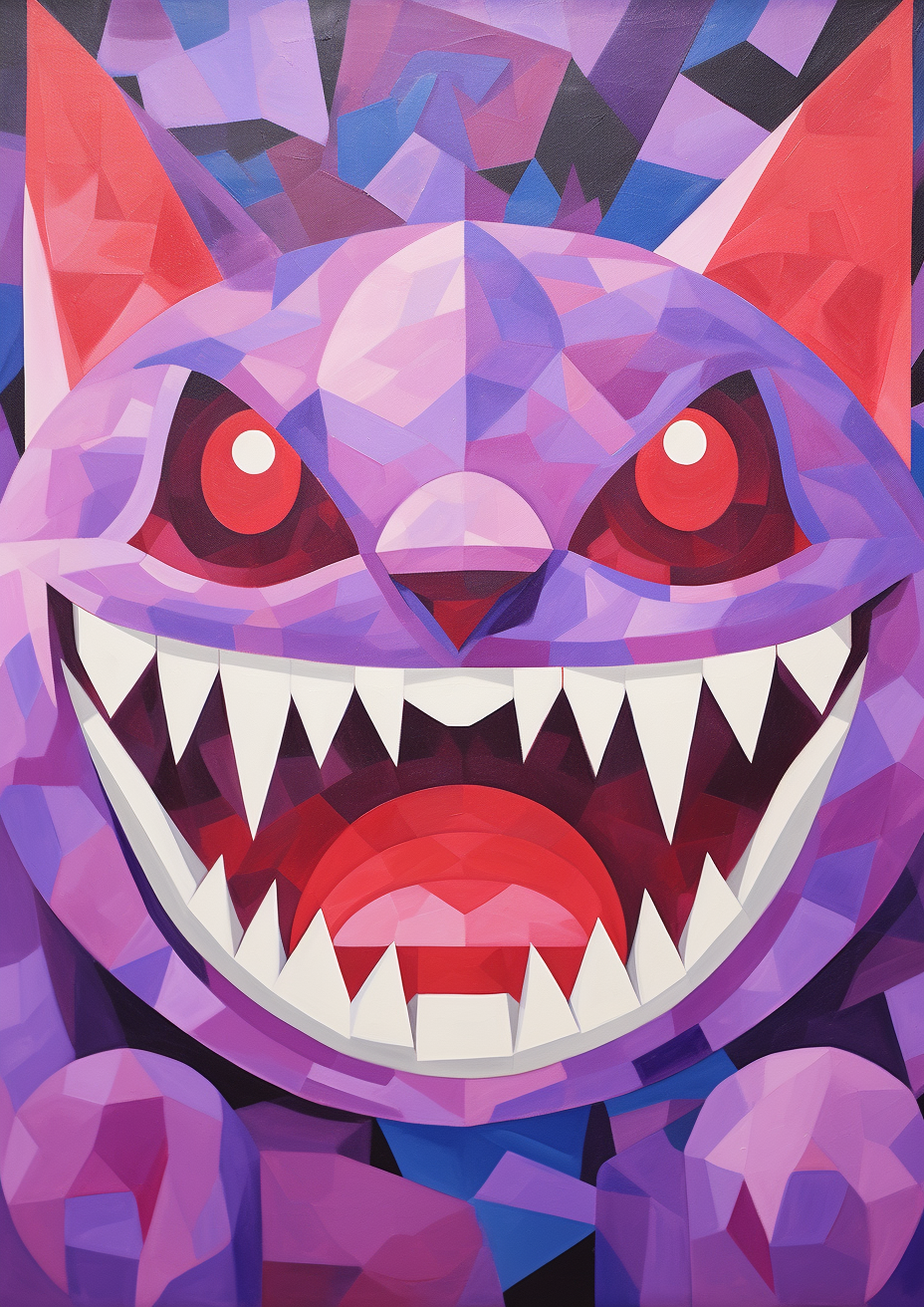 Minimalist Gengar in Psycho Cubism Forms