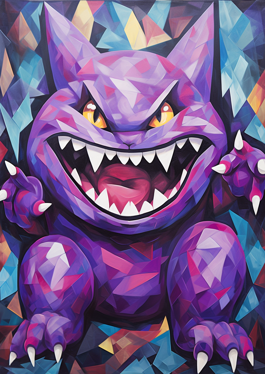 Gengar's Psychotic Cubism in Minimalist Abstract Form