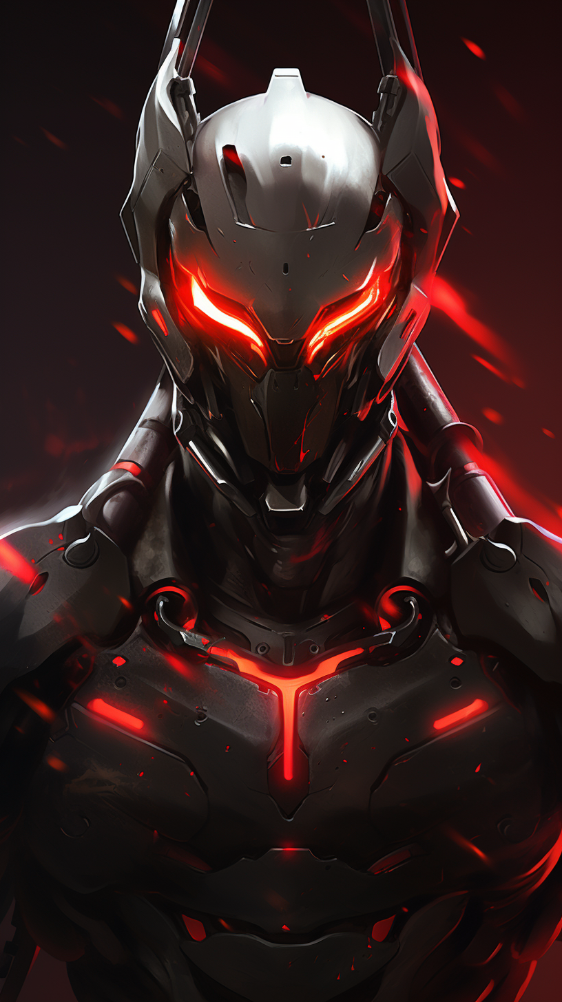 Genji with Glowing Red Eyes in Overwatch