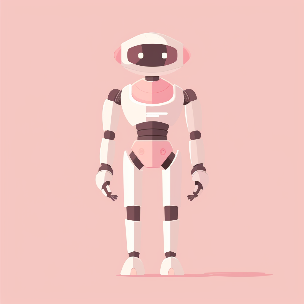 Cute Pink Robot Vector Illustration