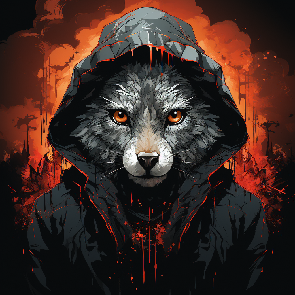 Sheep in wolf hoodie with red eyes