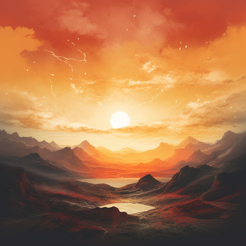 Dreamy sun over mountain scenery