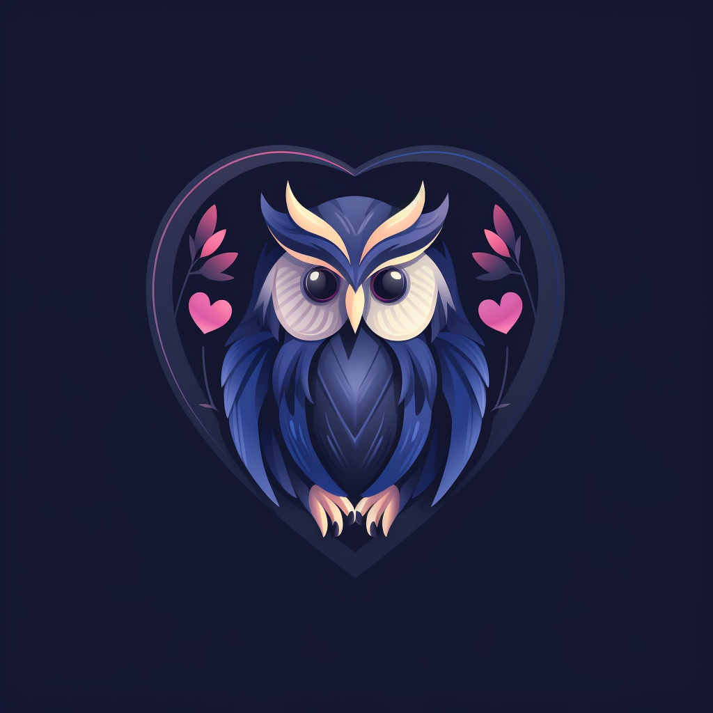 Logo featuring a gentle and wise-looking owl in a heart shape