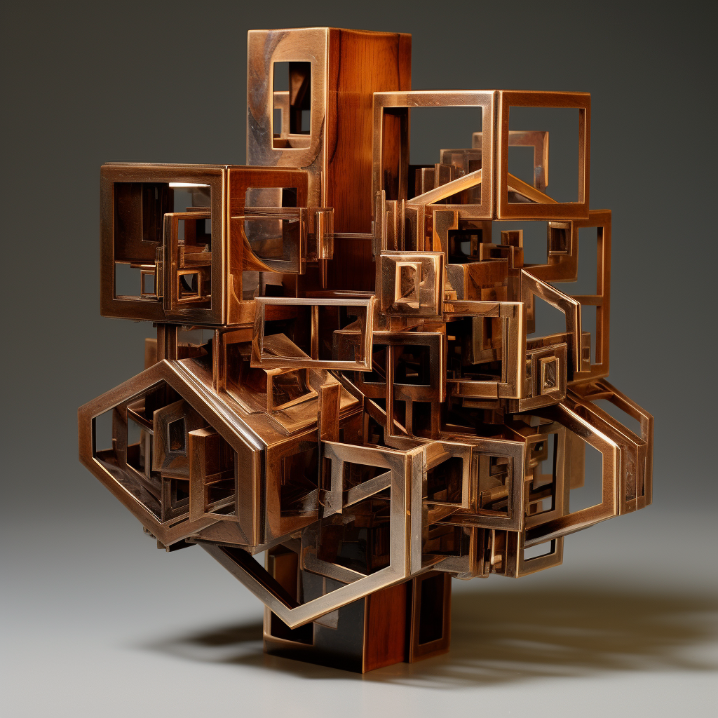 Abstract geometric cube sculpture