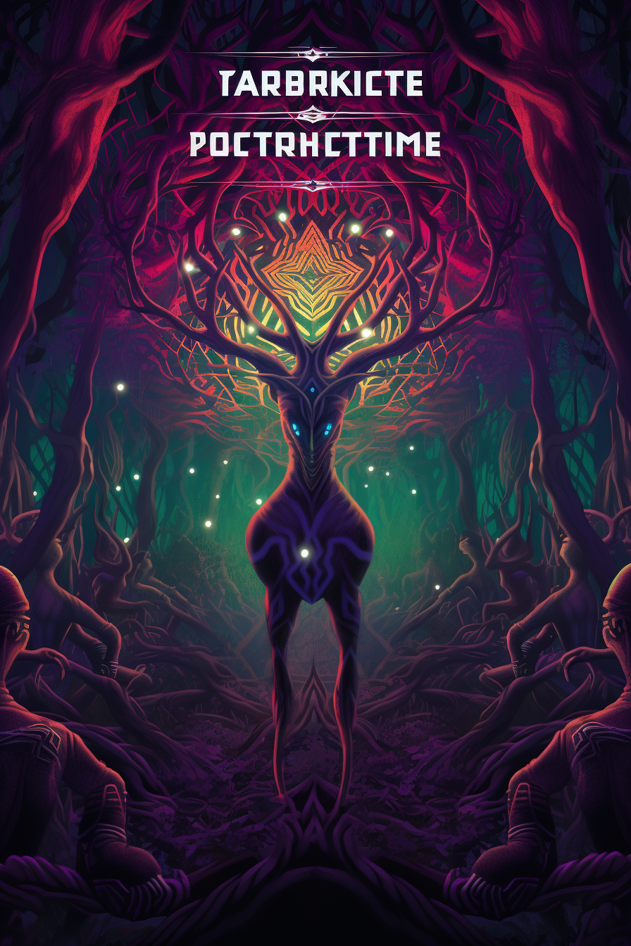 Geometric Dark Psychedelic Forest Artwork