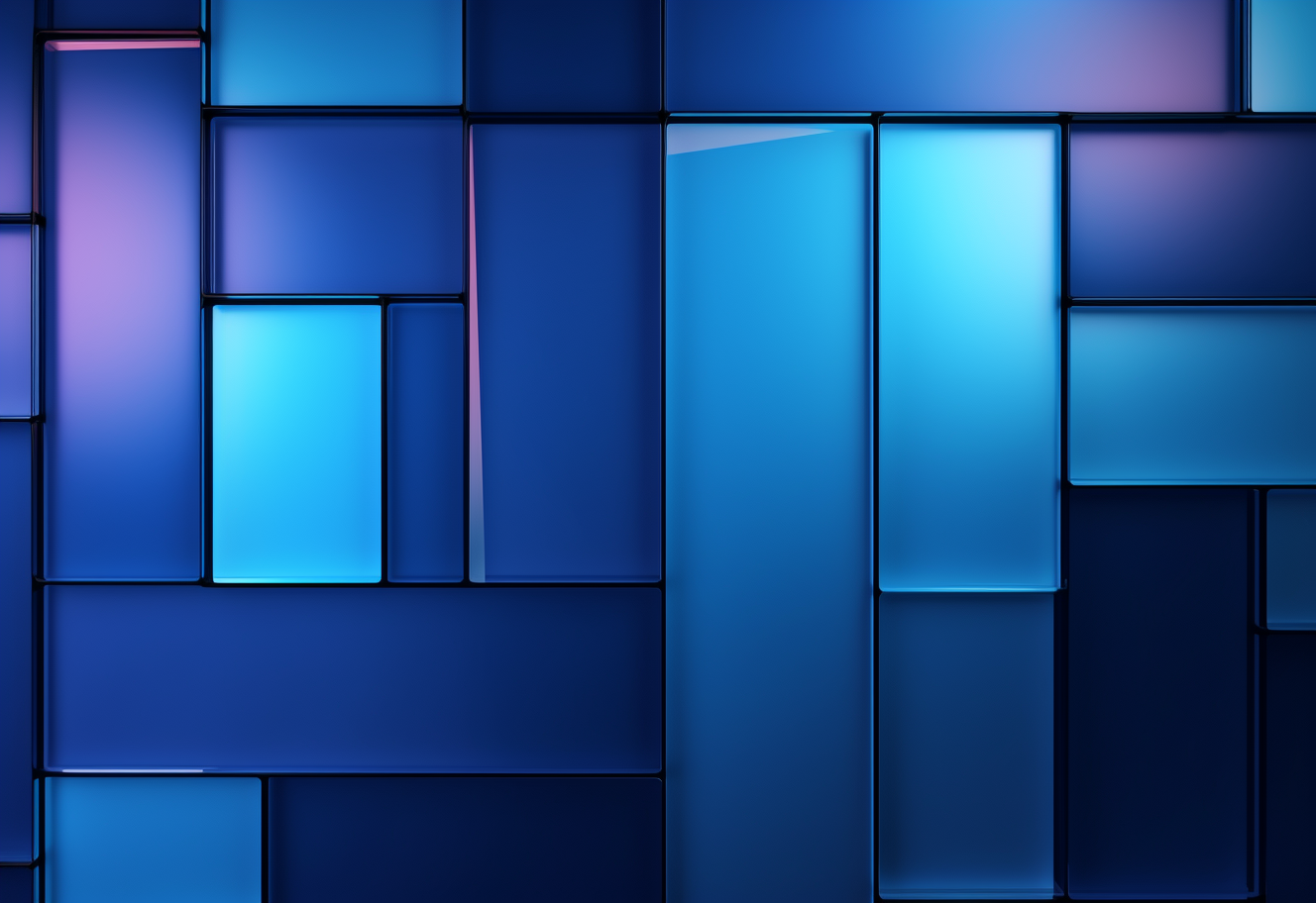 Geometric enameled glass on blue background