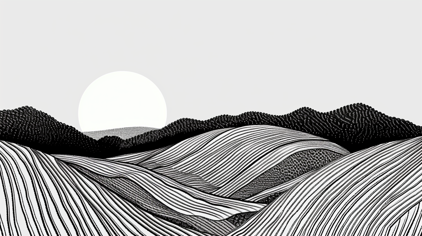 Geometric Chinese Farmland Illustration