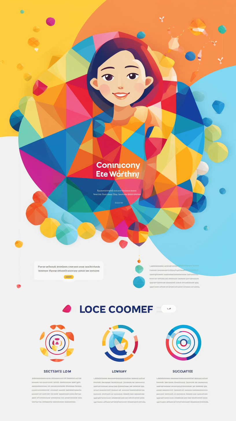 Geometric happy flat design for webpage