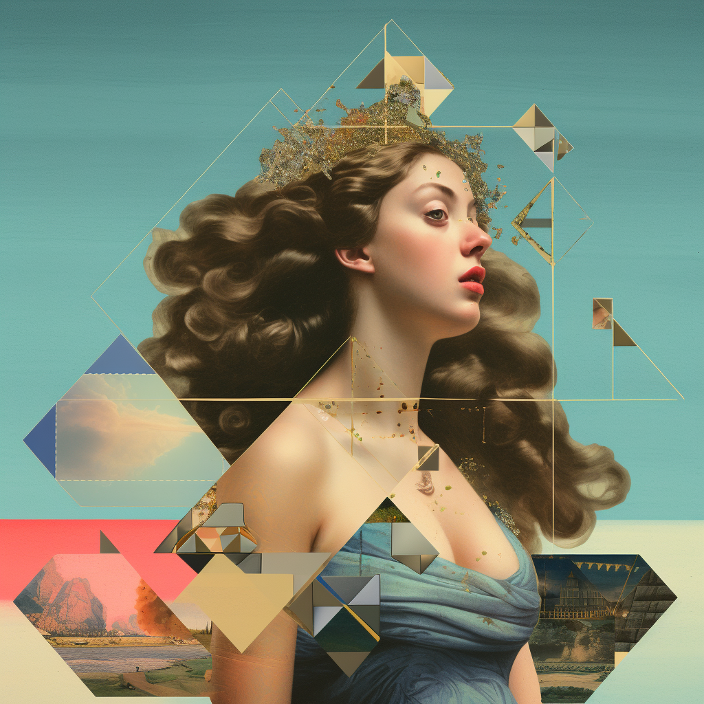 Collage of Geometric Paintings, Inspired by  The Birth of Venus