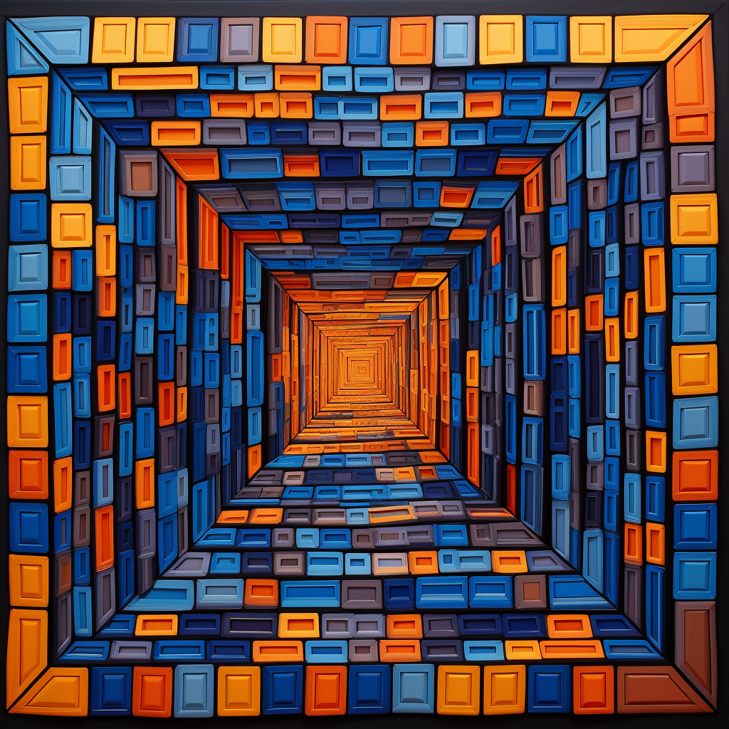 Geometric pattern squares shading blue to orange