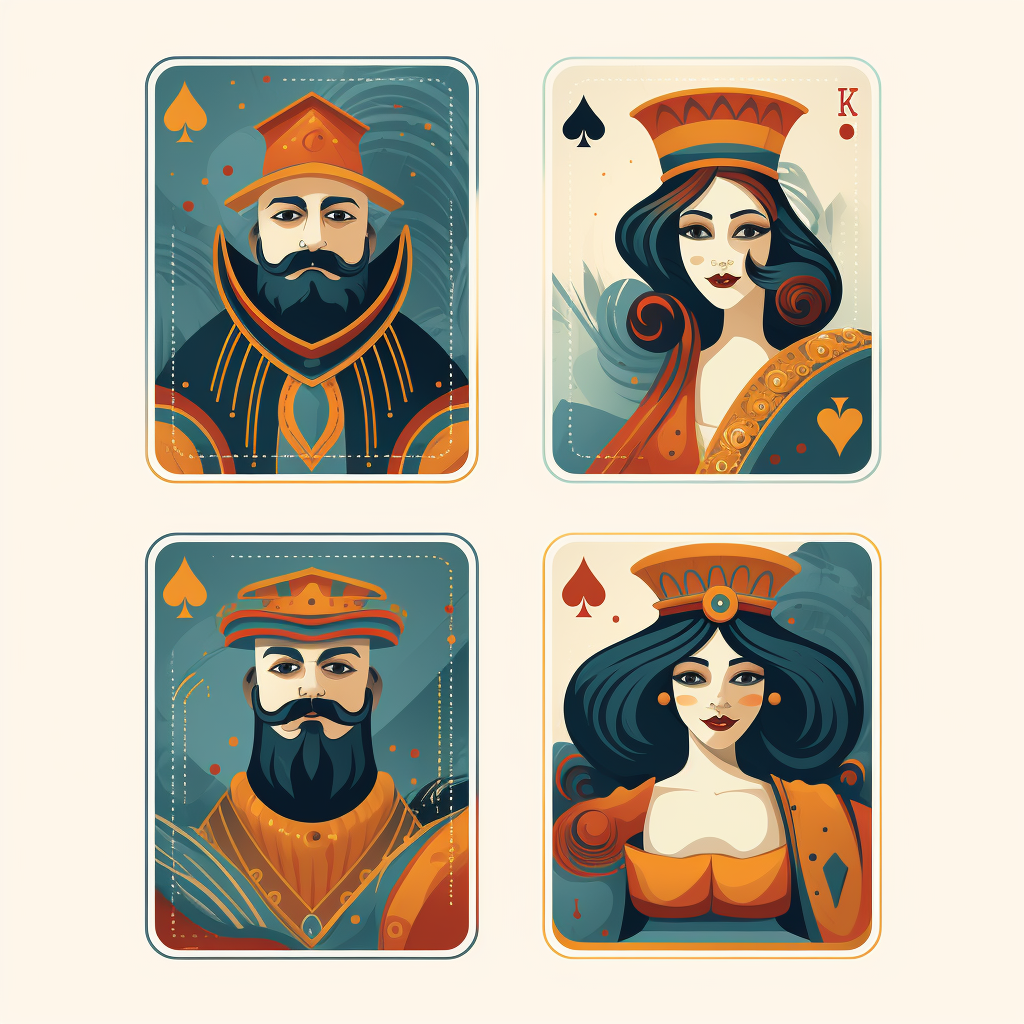 Geometric playing card characters illustration