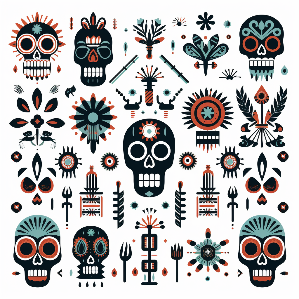 Geometric shape set for El Día de los Muertos