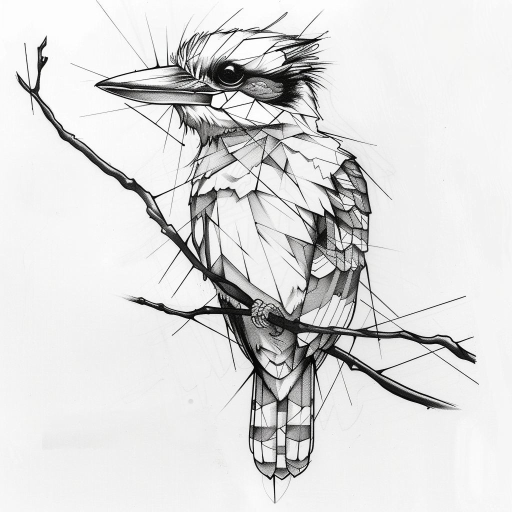 geometric tattoo kookaburra design side