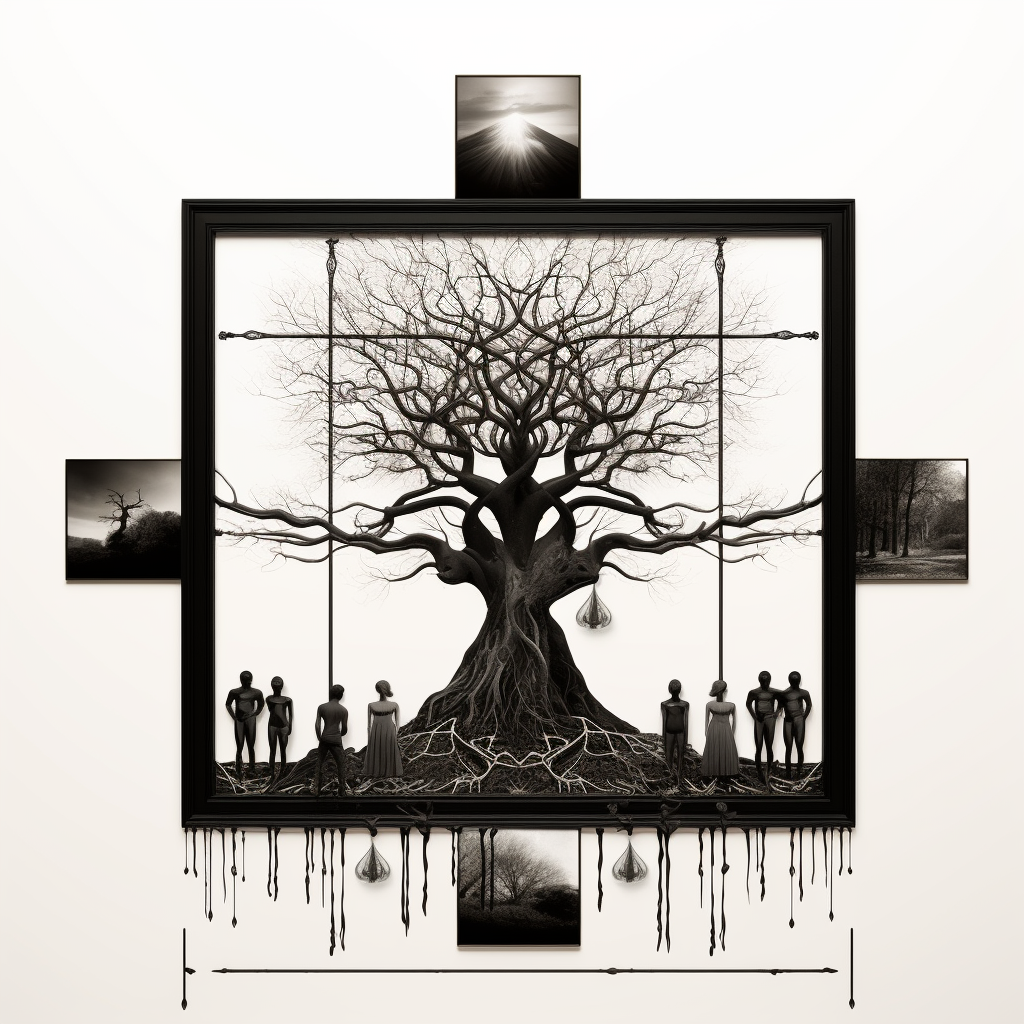 Geometric tree roots frame family reunion passion