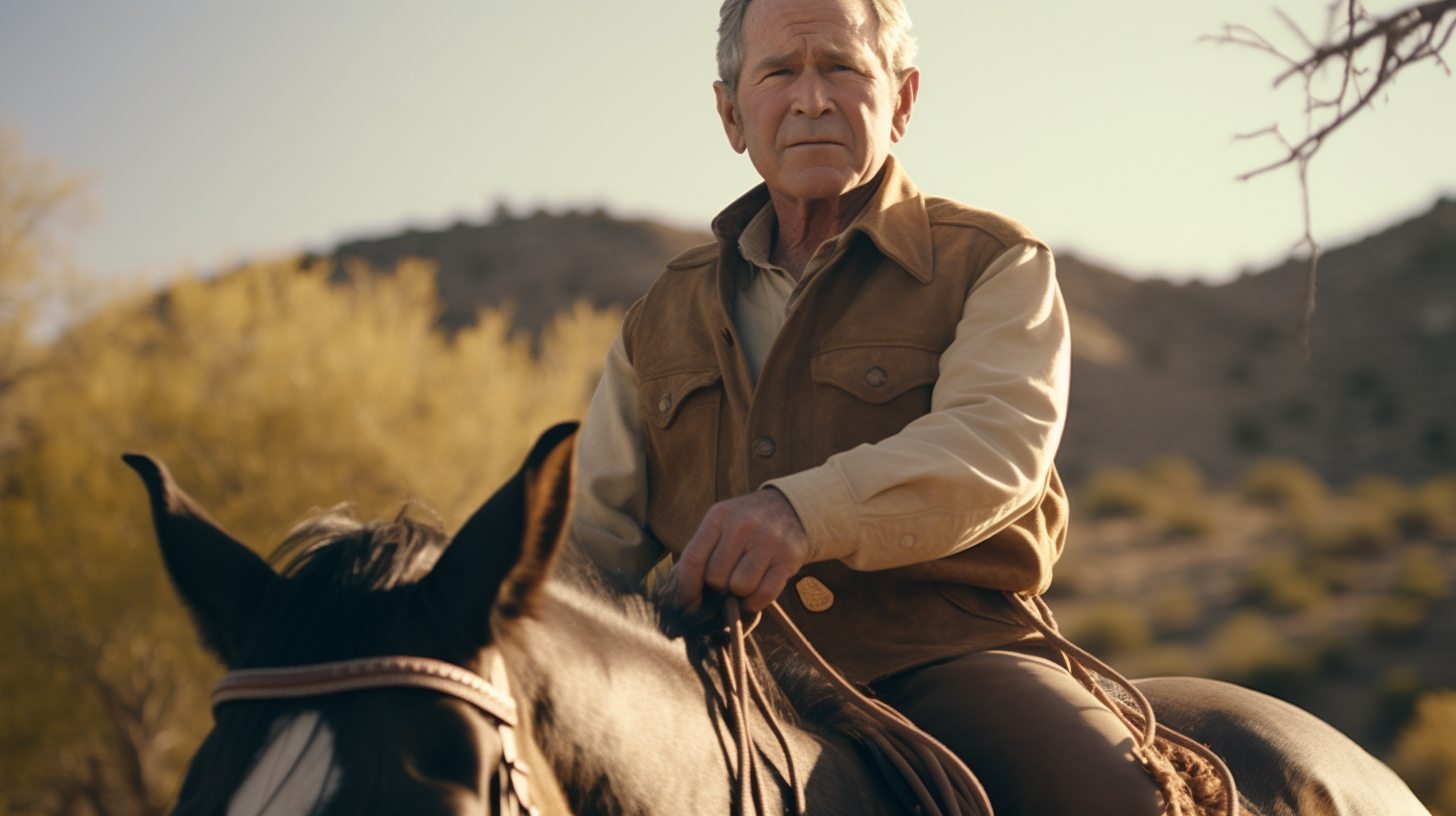 George W. Bush riding cowboy horse