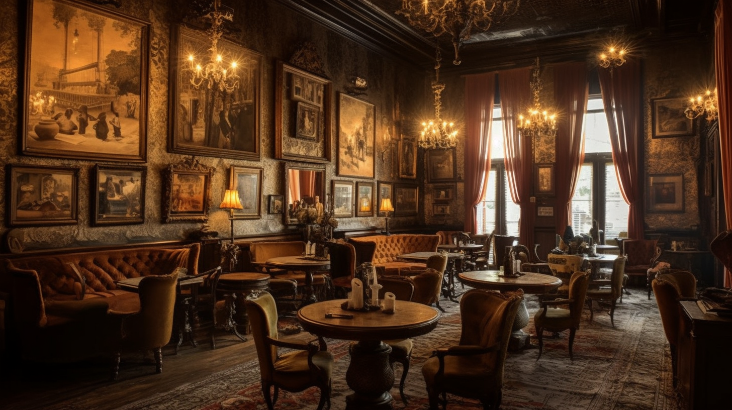 Antique furniture in 19th century saloon