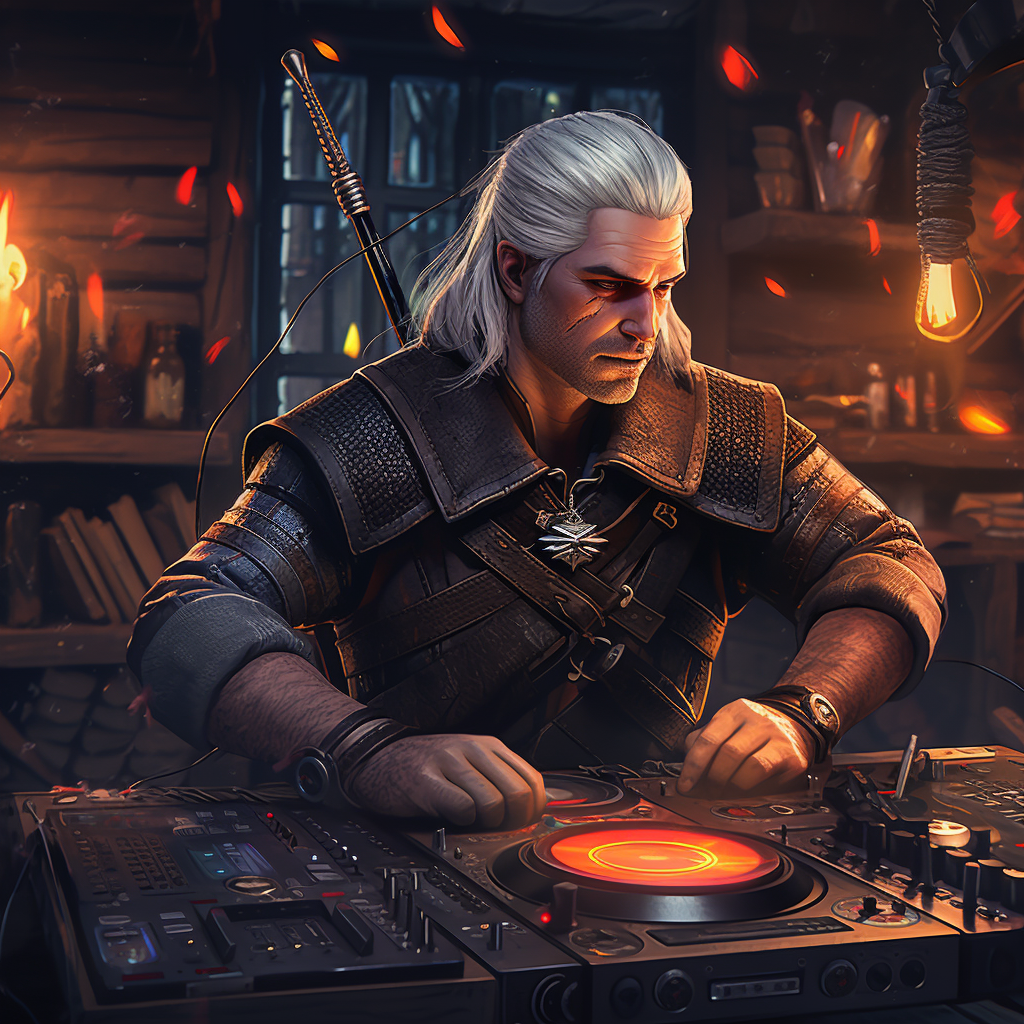 Geralt of Rivia DJ playing music