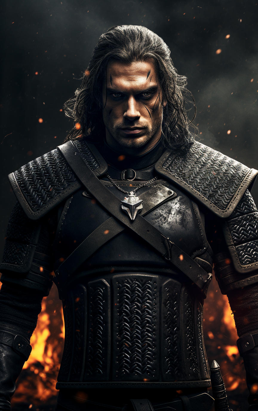 Geralt of Rivia with black hair and black armor